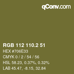 カラーコード: RGB 112 110.2 51 | qconv.com