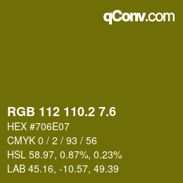 カラーコード: RGB 112 110.2 7.6 | qconv.com