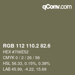 カラーコード: RGB 112 110.2 82.6 | qconv.com