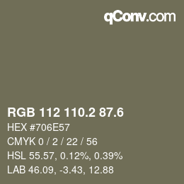 カラーコード: RGB 112 110.2 87.6 | qconv.com