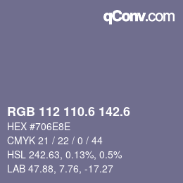 カラーコード: RGB 112 110.6 142.6 | qconv.com