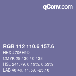 カラーコード: RGB 112 110.6 157.6 | qconv.com