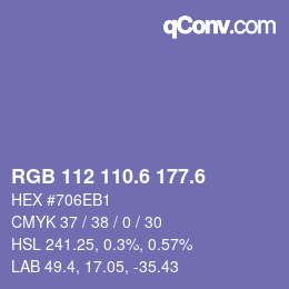 カラーコード: RGB 112 110.6 177.6 | qconv.com