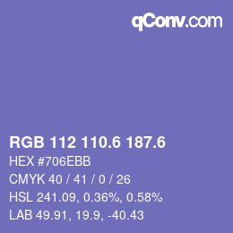 カラーコード: RGB 112 110.6 187.6 | qconv.com
