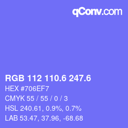 カラーコード: RGB 112 110.6 247.6 | qconv.com