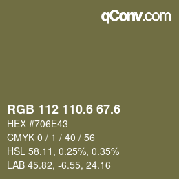 カラーコード: RGB 112 110.6 67.6 | qconv.com