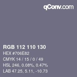 Color code: RGB 112 110 130 | qconv.com