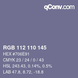 Code couleur: RGB 112 110 145 | qconv.com
