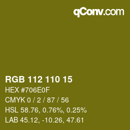 カラーコード: RGB 112 110 15 | qconv.com