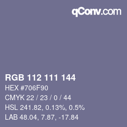 カラーコード: RGB 112 111 144 | qconv.com