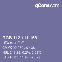 颜色代码: RGB 112 111 158 | qconv.com