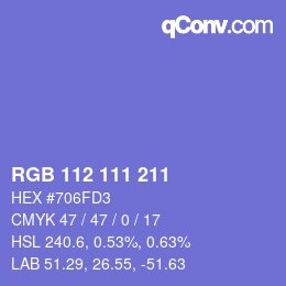 Color code: RGB 112 111 211 | qconv.com
