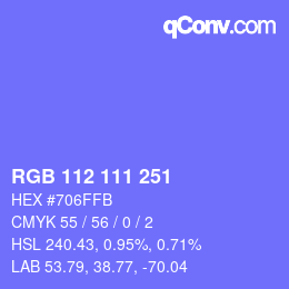 Color code: RGB 112 111 251 | qconv.com
