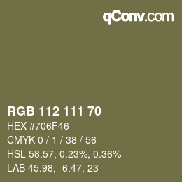 カラーコード: RGB 112 111 70 | qconv.com