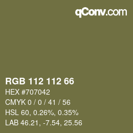 Farbcode: RGB 112 112 66 | qconv.com