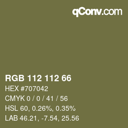 颜色代码: RGB 112 112 66 | qconv.com