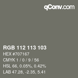 Color code: RGB 112 113 103 | qconv.com