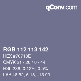 Color code: RGB 112 113 142 | qconv.com