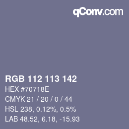 Color code: RGB 112 113 142 | qconv.com