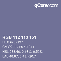 Color code: RGB 112 113 151 | qconv.com