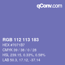 Color code: RGB 112 113 183 | qconv.com