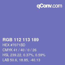 Farbcode: RGB 112 113 189 | qconv.com