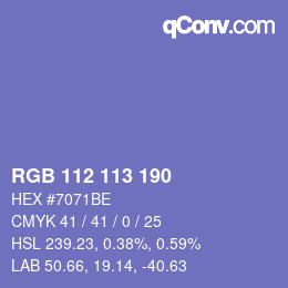Farbcode: RGB 112 113 190 | qconv.com