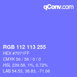 Color code: RGB 112 113 255 | qconv.com