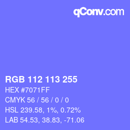 Color code: RGB 112 113 255 | qconv.com