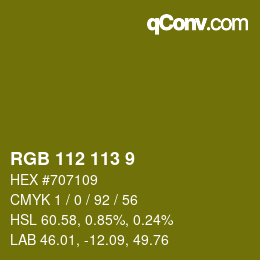 Color code: RGB 112 113 9 | qconv.com