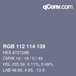 Color code: RGB 112 114 139 | qconv.com