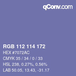 Color code: RGB 112 114 172 | qconv.com