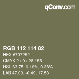 颜色代码: RGB 112 114 82 | qconv.com
