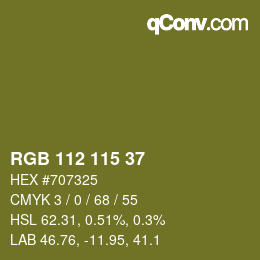 Color code: RGB 112 115 37 | qconv.com