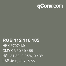 カラーコード: RGB 112 116 105 | qconv.com