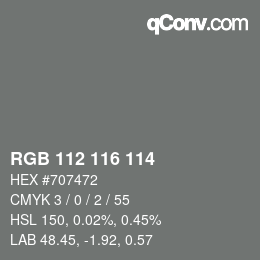 Color code: RGB 112 116 114 | qconv.com