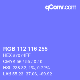 Color code: RGB 112 116 255 | qconv.com
