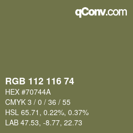 カラーコード: RGB 112 116 74 | qconv.com