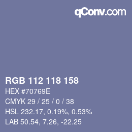 Color code: RGB 112 118 158 | qconv.com