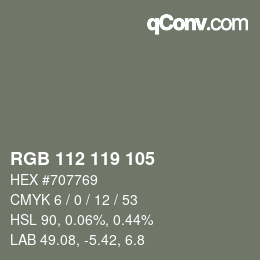 Color code: RGB 112 119 105 | qconv.com