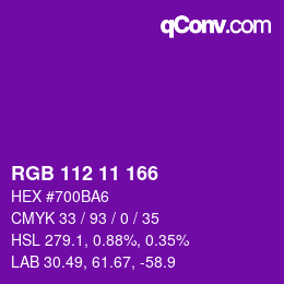 Color code: RGB 112 11 166 | qconv.com