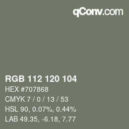 Color code: RGB 112 120 104 | qconv.com