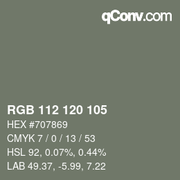 カラーコード: RGB 112 120 105 | qconv.com