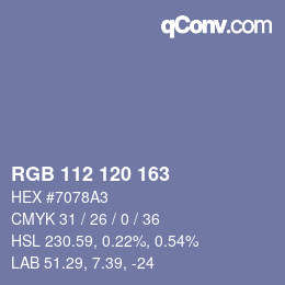 Color code: RGB 112 120 163 | qconv.com