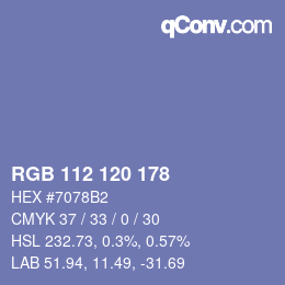 颜色代码: RGB 112 120 178 | qconv.com