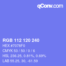 Color code: RGB 112 120 240 | qconv.com