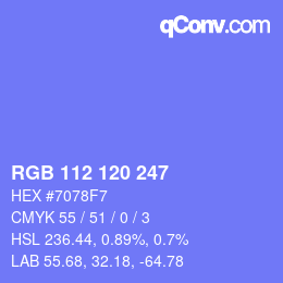 Color code: RGB 112 120 247 | qconv.com