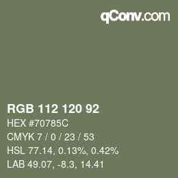 颜色代码: RGB 112 120 92 | qconv.com