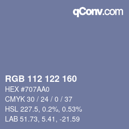 Color code: RGB 112 122 160 | qconv.com