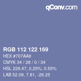 颜色代码: RGB 112 122 169 | qconv.com